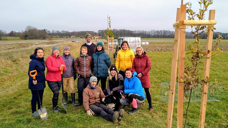 V obci Kaliště sázeli dobrovolníci z e-onu.